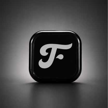 Black square with a white Toothfloof logo on a dark gray background